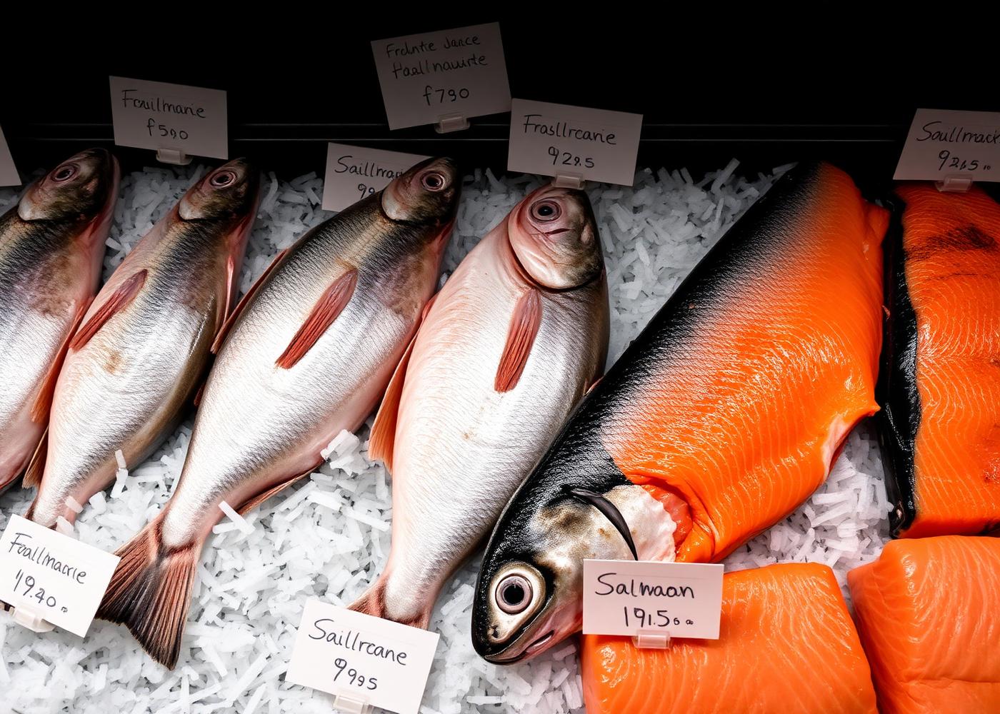 Fresh whole fish on ice at The Humble Fishmonger counter