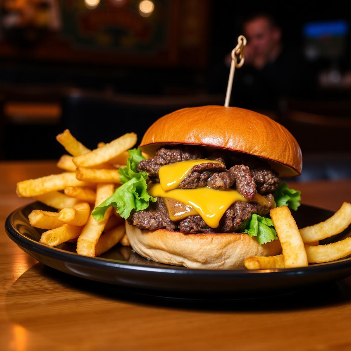 Cheeseburger with hand-cut chips